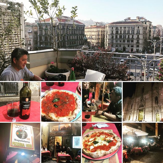 Napoli centraleのすぐ近くのホテル、the five rooms、テラスからの眺めも素敵です、お部屋も広くて綺麗。朝食もついて€115でした。<br />夜はspacca napoliのピザ屋さん。マルゲリータ€4、マリナーラ€3、赤ワインボトル1本€10でした。<br />イタリアは高いイメージでしたがコスパ良かったです。
