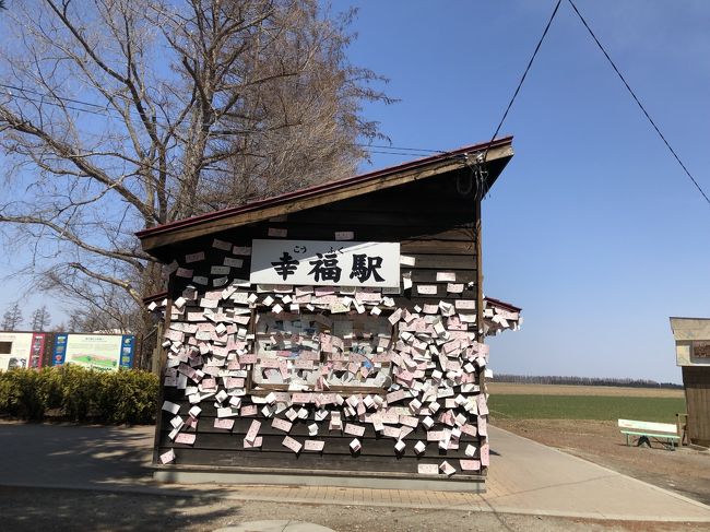 帯広へ1泊でドライブとグルメを目的とした旅行です。<br />夕方到着し駅周辺の散策。<br />ぱんちょうで豚丼を食べ<br />屋台へ行き旬のアスパラをつまみに軽く1杯。<br />ホテルはジュニアスイートが割引で2万円で泊まれました。広くて快適です。<br /><br />翌日はレンタカーで郊外へドライブ。<br />駅前のレンタカーは半日で6000円くらい。<br />車で30分弱で幸福駅。<br />ちょっとした観光スポットになっています。<br />愛国駅はイマイチか。<br /><br />50分くらいで行ける池田ワイン城に足を伸ばし<br />その後帯広駅付近に戻り<br />インデアンカレー、六花亭など有名なスイーツを楽しみました。