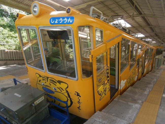 2019年4月27日(土)~5月6日(月)に近鉄・伊賀鉄道・養老鉄道・三岐鉄道・四日市あすなろう鉄道で実施された「漢数字駅名スタンプラリー」に出かけてきました。スタンプラリーは各沿線にある駅名に数字のついた26駅を巡ってスタンプを5日間で集めるもので、今年は天皇陛下の退位と即位に伴う10連休となったため、子どもの暇つぶし?にはうってつけの企画です。<br /> 5日間のフリー切符はおとな9500円、子ども4750円(特急に乗ると料金は別)でした。すべての駅を巡ると鉄道車両のピンバッジ10個がいただけます。<br /> 1日目のその3は西信貴ケーブルを利用して信貴山朝護孫子寺を訪れました。