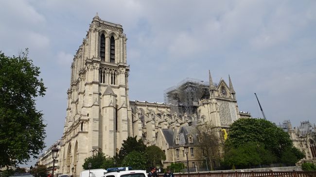 初めてのフランス旅行の直前にノートルダム大聖堂が火災となり、複雑な思いで訪問しました。<br />もう修復が開始されており、そう遠くない時期にまた優美な姿を見られるようになるとよいと思います。