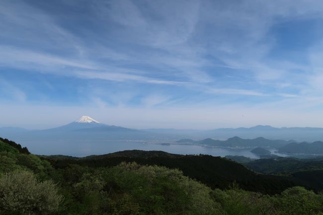 元号が令和になり初めての晴天ということだったので富士山を撮りに<br />だるま山高原展望台（静岡県伊豆市）へ行ってきました。<br />ここは国道18号線沿いにあり道路からは富士山も見えなく、<br />富士山のビュースポットだとは、知らないと素通りしてしまいそう<br />なところです。<br />あまりにもよかったので、何枚も撮ってきました。<br />カメラも変えたので、よけい綺麗に撮れた感じがします。<br />レストハウスがありましたが、早かったので開いてはいませんでしたが、<br />富士山を撮るのは朝早い方がベストです。<br /><br />