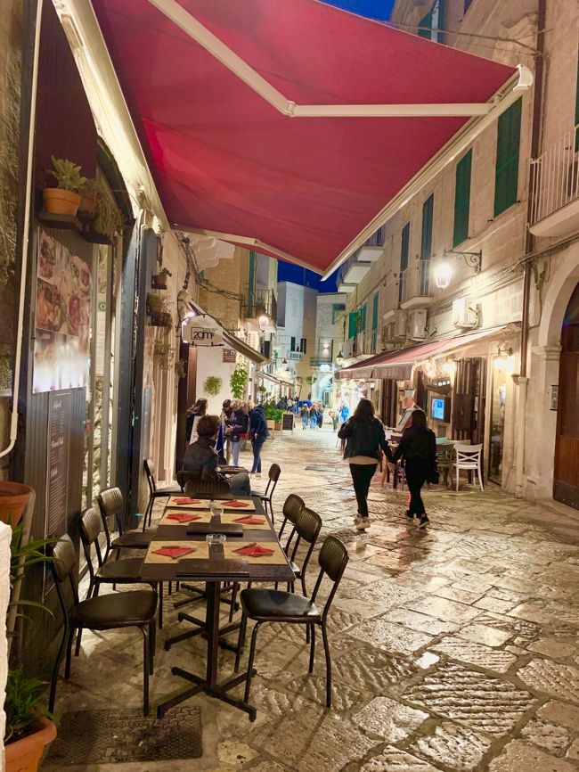 恒例のイタリア旅行 相棒といくから 行く所は ほぼ同じのトスカーナ<br />ピエモンテ <br />今は なぜか ノルマン 十字軍 フリードリヒ2世に はまっている片割れ<br />そうなると 中世ヨーロッパにおける最も重要な町の1つ 南イタリアに いかなきゃーということで。。<br />いずれが シシリーにも行かなきゃならんのですが、<br />あまり飛行機が 好きでない片割れ 私に カラブリアまで 運転して フェリーにのるという。<br />やめてーーー。...(;'∀’) 今回パス!<br />シシリーには 飛行機でいこうね!!<br />ったく <br /><br /><br /><br /><br /><br />4/26 ローマ着 レンタルカーにて トスカーナ州 <br /> サン ルケーゼホテル(3泊)<br /> <br />27 ガルガーノに 遊びに<br />28 モンタルチーノに 友達の子供を シエナまで 送迎。<br />https://4travel.jp/travelogue/11494447<br /><br /><br />29 トスカーナ→ ピエモンテ州、バルバレスコ 移動 <br /> Cascina Delle Rose(3泊、合計330ユーロ)<br />30 Cascina Delle Roseにて ワイン倉見学<br />5/1<br /> <br />2リムニ カードインターナショナルホテル 93ユーロ(一泊)<br /><br /><br />********この旅行記です*******<br />3リムニ→ モノポリ(プーリア州) 運転朝11時発ー 4時半着 <br /> モノポリ泊(2泊)<br />Anna's Luxury Apartment near the SEA2泊 合計170ユーロ<br />別途掃除代40ユーロ<br />4 バーリ 雨の中、遊びに (モノポリ泊)<br /> モノポリ町ぶらり、晩ご飯 <br />***************<br /><br /><br />5 モノポリ→ レッチェ 運転 約1時間半ほど<br /> Suite Rosso & Nero 合計279.5ユーロ 別途掃除代58ユーロ<br />(レッチェ 泊)<br />6 オートラントに (レッチェ泊)<br />7 レッチェを 歩く(レッチェ泊)<br /><br />8 レッチェ→ オストゥーニ(一泊) 一時間ほどの運転<br /> Biancadamare 147ユーロ<br /> <br />9 オストゥーニ→ マルティーナ・フランカ(一泊)<br /> I Colmi - Trulli Suites 82ユーロ<br /><br />10 マルティーナ・フランカ→ カステル デル モンテ<br /> → ローマ近郊の<br /> ネミ湖の近くColli di Cicerone<br /> I Casali della Parata (2泊合計120ユーロ)<br /> <br />11 オスティア・アンティカ(ローマ時代の遺跡)<br /> ローマ・フィウミチーノ空港から 約20分ぐらいのとこにある。<br /><br />12 ローマ・フィウミチーノ空港から 帰路<br /><br /> 《2019年 4月-5月 イタリア》<br /><br />◇トスカーナ州 モンタルチーノ サンガルガーノ<br /> https://4travel.jp/travelogue/11494447<br /><br />◇モンタルチーノに<br /> https://4travel.jp/travelogue/11494447<br /><br />◇ピエモンテ州 ババレスコ アルバ イタリア北部<br /> https://4travel.jp/travelogue/11493960<br /><br />◇リミニ<br /> https://4travel.jp/travelogue/11494120<br /><br />◇バーリ、 モノポリ プーリア州<br /> https://4travel.jp/travelogue/11494408<br /><br />◇レッチェ プーリア州<br /> https://4travel.jp/travelogue/11506567<br /><br />◇オートラント プーリア州 イタリアの最も美しい村<br /> https://4travel.jp/travelogue/11518653<br /><br />◇オストゥーニ プーリア州 <br /> https://4travel.jp/travelogue/11528823<br /><br />◇オスティア・アンティカ FCO空港の近く<br /> https://4travel.jp/travelogue/11590685<br />