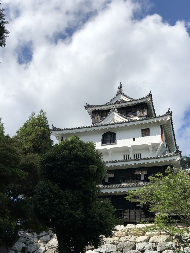 広島から　山口県岩国城と錦帯橋へ行ってきました。<br />トップの写真は　岩国城<br /><br />岩国城へは「ロープウエイ」で行きます<br /><br />岩国城は吉川広家によって築かれた城です。<br />麓には平時の居館となる「土居」が、山頂には戦時の城として「横山城」が築かれました。<br />本丸には4重6階の唐造りの天守が建造されたのですが、完成からわずか7年後の元和元年（1615年）に<br />幕府の一国一城令により破却され廃城となった悲劇の城でもあります<br />（厳密には、周防国にはこの岩国城のみが存在していたため破却の必要はなかったものの、<br />毛利氏が幕府への遠慮から先走って破却してしまったそうです）。<br />現在、御土居跡は吉香公園として整備され、ロープウェイでのぼれる横山山頂には再建天守があります。<br />日本三名橋のひとつ、錦帯橋から見る天守の姿も格別です。<br /><br />帰りは　ロープウエイを降り　吉香公園を通り錦帯橋を散策してきました。<br />吉香公園では　猿回しをやっておりました