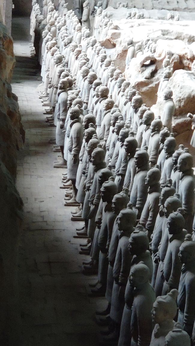 関口知宏氏の中国鉄道大紀行で見て以来、張掖の黒水国城の遺跡が見たいと思い、行くならついでに回れる所を考えて西安拠点に、張掖、三門峡、洛陽と回ってきました。最終日は兵馬俑のみですがフライト前にがんばってまわってきました。余計なお話がたくさんあります(笑)<br />当方、身体不自由で、歩行不自由なので、公共交通機関は余り使わず、タクシーメインです。<br />中国語は大学で第二外国語で履修したレベルに毛が生えた程度、現在勉強中w<br /><br />西安XIY13:50→15:40天津TSN GS7581<br />天津TSN20:05→00:05羽田HND GS7989<br /><br />
