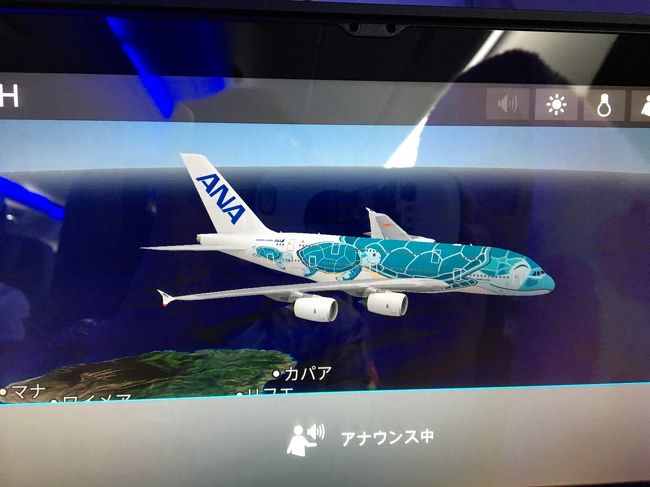 夫婦で久しぶりのハワイです。今回はANAのエアバスA380に乗りました。まずは初日編です。