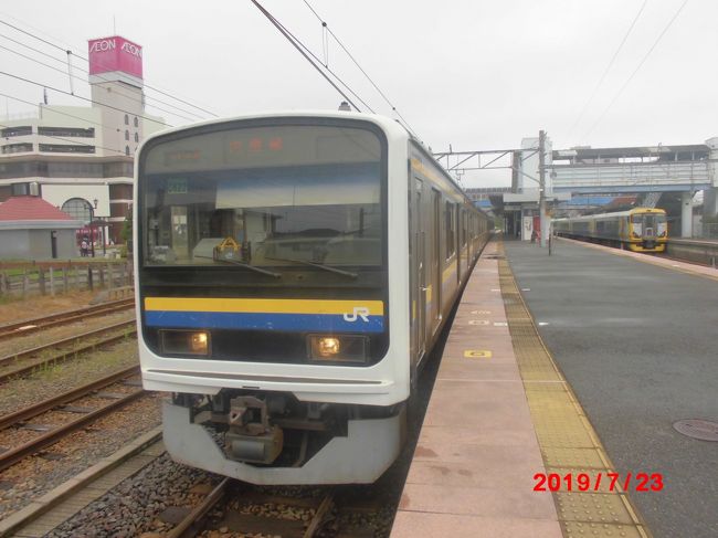 外房線の「大網」から列車で「千倉」に行き、路線バスで「白浜」まで行く。