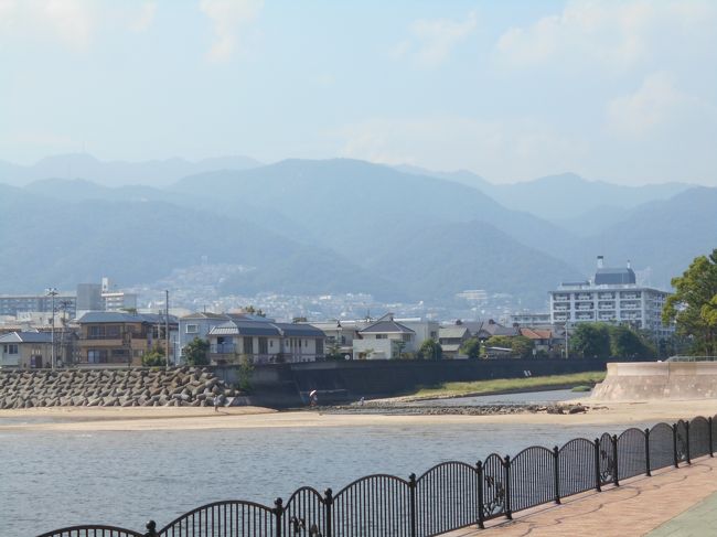 夏の暑い時期ですが、阪神芦屋駅から芦屋川を下り海まで行きました。色々な花が見られましたよ。<br />町の中の三角点もありました。めずらしいかも・・。