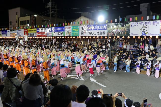 +++　やっぱり踊りはやめられない　踊る阿呆にみる私<br />鳴門の天水たち！　徳島阿波踊り2019　+++<br /><br />例年通り、徳島阿波踊りは、三日目（8/14）・最終日（8/15）の2泊3日の旅程で計画していました、ところが、出発一週間前から台風10号の情報が入り始め、天候への不安が大きくなりました。<br /><br />不安要素を増幅させたのは、台風10号の移動速度が遅く、中々予報がでてきません、熟慮の末、安全策の「徳島入りの日程前倒し」を目指し、急遽、徳島の隣の鳴門市のホテルに3泊確保しました。<br />予定外の「鳴門市阿波踊りの最終日（8/11）」を楽しみ、そして、「徳島阿波踊りの初日（8/12）、二日目（8/13）」を鳴門の宿から通い、軽く味わいます。（汽車で1時間弱）<br />そして当初の旅程通り、徳島の宿へは、8/14に移動し、引き続き、徳島阿波踊りの三日目・最終日を満喫する、阿波踊り三昧（5泊6日）のスケジュールになりました。<br />もちろん、お盆時期の短時間での交通手段のキャンセル、新規予約の手配に苦慮したのは言うまでもありません。<br /><br />追記<br />鳴門の宿で、この旅行記を作成中、地元のTV番組で「明日の徳島阿波踊りの三日目（8/14）　中止」の一報、どうするか自問自答、決断が求められました、次の旅行記で顛末を紹介させていただきます。<br /><br />8/11（日）<br />08：42　新横浜　→　10：56　新大阪　　のぞみ307号<br />11：02　新大阪　→　11：14　新神戸　　ひかり463号<br />11：25　新神戸　→　13：33　徳島　　　阿波ＥＸＰ神戸61号<br />13：45　徳島　　→　14：14　鳴門駅　　洲本ＢＣ<br /><br />8/16（金）<br />09：15　徳島　　→　11：13　新神戸　　阿波ＥＸＰ神戸60号<br />12：06　新神戸　→　14：34　新横浜　　のぞみ126号<br /><br />写真：<br />「鳴門市阿波踊り」最終日のフィナーレは、鳴門市阿波踊振興協会所属連による「総踊り」でした。<br /><br />