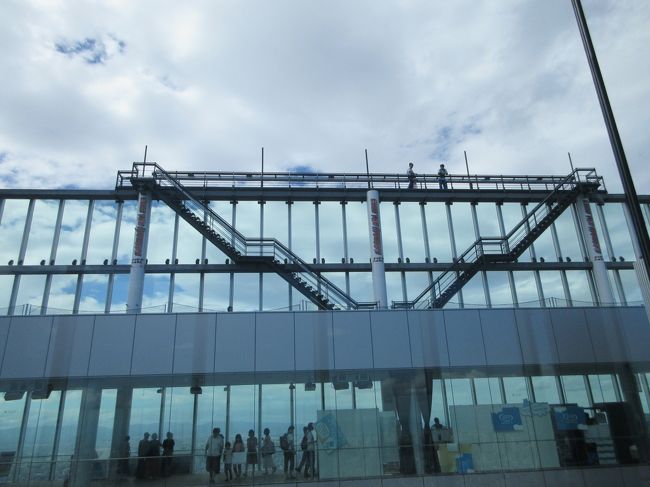 タダで泊った大阪マリオット都ホテルで、あべのハルカスの展望台入場券をタダで貰って、景色を堪能。しかし、台風接近による強風で、屋外イベントが中止になっていた。