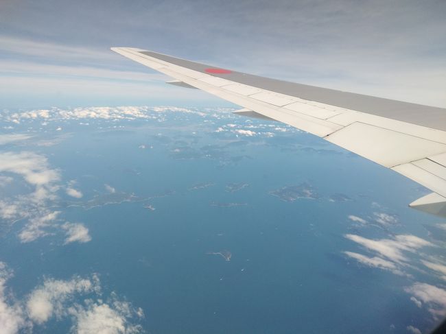 FUK9:25>>HND11:10 ANA246便搭乗記録です。<br /><br />進行方向左側A席の景色を満喫。瀬戸内海から太平洋沿岸を上空から見物しました。<br />島、工場、橋、世界遺産など結構いろいろ見えました。日本中いろんなところに暮らしと産業があるんだなー