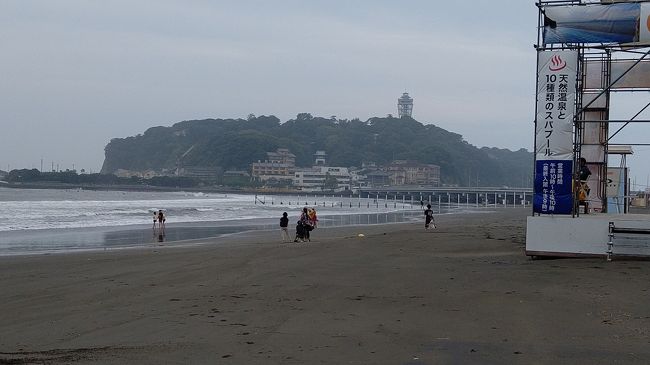今日は江ノ島と鎌倉へ行ってきました。<br />と言っても6月に行ったばかりですが~<br />前回は思いつきで行きましたが今回は昨日計画しました。<br /><br />小生にとって3連休初日、娘はお盆休暇、妻は仕事、なんとなく家に居るのもと思うが台風の影響も考える。<br />雨さえ降らなければと昨日飲み物2本とパンを購入し冷凍しました。パンはお昼には丁度解けて食べ頃。ペットボトルは帰宅まで完全に解けることなく良い状態でした。<br /><br />今日の服装はアロハシャツ。<br />昨年お蔵入りした古典柄。<br /><br />新宿からロマンスカーで向かいます。<br />乗車前にマックで朝食購入。<br />ロマンスカー乗車率20%程度<br />江ノ島は今回ヨットハーバー方面を目指します。<br />途中前回乗船した弁天丸乗り場通りますが台風の為海が荒れ休業。<br />一応海水浴場見ますがビーチハウスは全く開店休業状態。<br />ヨットハーバー到着時、薄曇りで風は強風です。<br /><br />ヨット見ながら昼食し、と言っても菓子パン程度、江の島に飲食店沢山ありますが時間短縮で簡単に質素に・・・ポリシーは名物に旨い物なしなので、ルーツがあるお店でないと観光地でも食べる気は起きません、特に呼び込みする店舗では。<br />根が貧乏性なのでしょうか、名物に美味しいものはあると思っています(笑)<br />Hawaiiではミーハー発揮しています<m(__)m><br /><br />次ぎは七里ヶ浜に向かいます、七里ヶ浜から稲村ヶ崎へ江ノ電見ながら歩き稲村ヶ崎から江ノ電で鎌倉へ、鎌倉周辺を散策し鎌倉から横須賀線で横浜へ、横浜から東急で東京へ向かいます。<br />写真で紹介します。<br />自己満足でスミマセン。<br /><br /><br /><br /><br />