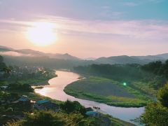 山梨県の桂川の夜明けが綺麗だったので空から眺めてみた