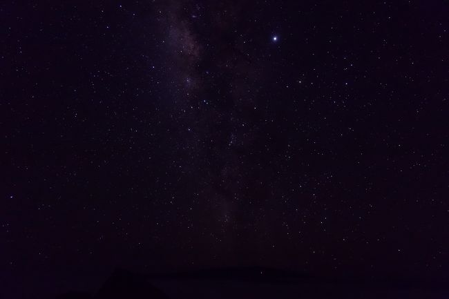 今年の5月に行った初ハワイ島はうっかり満月の時に！！噂に聞くCGのような星空が見たかったのに月が明るすぎて…、これでは日本の田舎の方がマシ！ってな事になってしまった。<br />そこで私はリベンジを誓い、新月を調べて6月30日から3泊5日のリベンジ旅行を決行♪<br />レンタカーを借り、天の川がちょうど垂直に立つ時間を見計らい夜の10時にホテルを出発。1時間半かけてオニヅカビジターセンターに到着。<br />車から降りて思わず「なーんじゃこりゃ～！！！！！！！」<br />星の数が半端じゃない！漆黒の闇に今まで見たことも想像したこともない星空が広がっている！<br />三脚を立て、コンパクトデジカメをセットし、いざ撮影♪一眼レフカメラでないカメラでどれだけのモノが撮影できるかも興味の一つでした。<br />その2週間後にはマウナケア問題発生によりアクセス道路封鎖のニュース！！星空の概念を変えてくれた7月1日午前2時でした。