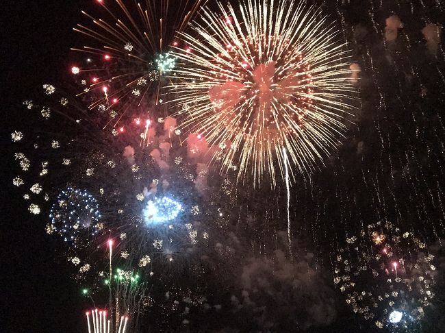 大曲全国花火競技大会を見に行ってきました!<br />クラブツーリズムのツアーです。<br /><br />1日目は大曲花火大会、2日目に平泉観光のツアーです。<br />大宮発のツアーだったのですが、ツアー参加人数はなんと7人でした(笑)<br />直前キャンセルもあったそうですが、最少遂行人数大丈夫だったんでしょうか(゚o゚;;<br /><br />とはいえ、大型バスがゆったりと使え、トイレ休憩も時間かからず、結果オーライでした(^-^)<br /><br />ツアースケジュールは、以下です。<br />【1日目】<br />大宮駅 11:02発<br /> ↓ 新幹線やまびこ号<br />北上駅 13:33着<br /> ↓ 移動:約70分<br />大曲(大曲全国花火競技大会を観覧席から見物)<br /> ↓ 移動:約150分<br />大館(泊)<br />宿泊 : グランドパークホテル大館 <br /><br />【2日目】<br />大館<br /> ↓ 移動:約180分<br />平泉(世界遺産の地) 滞在:60分<br /> ↓ 移動:約90分<br />仙台駅 16:44発<br /> ↓ 新幹線やまびこ号<br />大宮駅 18:22着