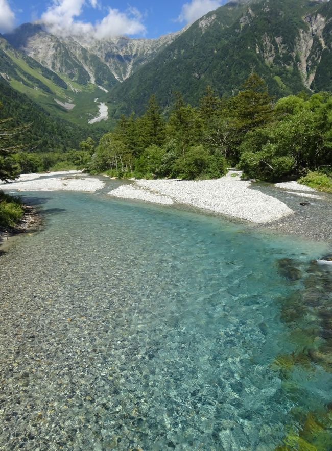 友人が夏の間に避暑に上高地に行きたいと言い出してバス旅行に行くことに。『花咲く美ヶ原高原・原風景広がる安曇野・城下町松本・山岳リゾート上高地２日間』クラブツーリズムのツアーに参加しました。<br />初めての美ヶ原はリゾート地なのかと思っていたら本物の高原でしたー<br />そして２日目は友人の念願の上高地散策。私は３８年ぶりの再訪です。大正池は変わってしまいましたが水は相変わらず綺麗で癒されました。人が多いのには、びっくりしました。<br /><br />行程は以下の予定でした。<br />新宿駅(10:00発)--八王子駅(途中乗車)--特急あずさ号--茅野駅--＜ビーナスライン＞--【移動:約75分】-美ヶ原高原(高山植物が咲く高原を各自散策)--【移動:約60分】-安曇野(わさび農場を見学)--【移動:約70分】-白馬・ホテルドゥエールまたは同等(泊)<br /> <br />白馬--【移動:約125分】-上高地(日本有数の山岳リゾートへ／たっぷり約３時間)--【移動:約60分】-松本(城下町を散策)--【移動:約35分】-茅野駅--特急あずさ号--八王子駅(途中下車)--立川駅(途中下車)--新宿駅(22:07着)