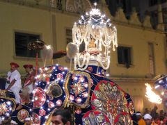 電飾衣装を着けた象たちが音楽隊やダンサーと古都キャンディの夜を熱くする エサラ ペラヘラ祭