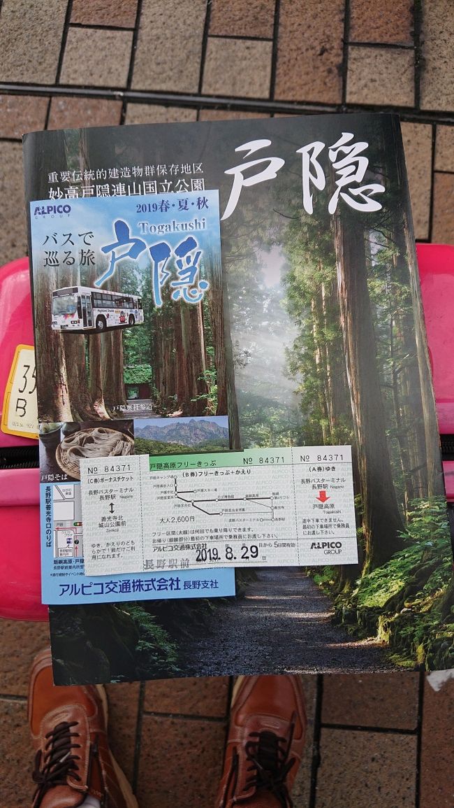 夏休み終わり頃、初めて戸隠に行きました。<br />東京から新幹線で始発で行くと９時には着くので、<br />のんびりと散策しました。