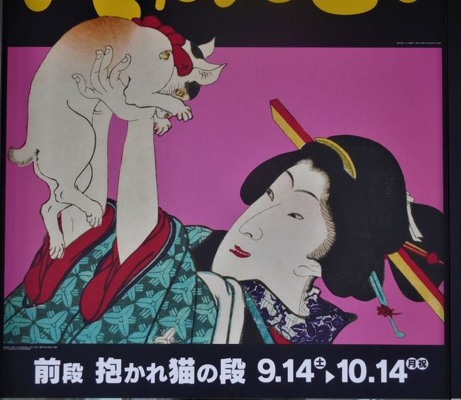 山口県立萩美術館・浦上記念館で「にゃんとも猫だらけ」展がありました。<br />平木コレクションの浮世絵版画がたくさん出品されています。<br /><br /> 前段は抱かれた猫特集で、後段は大騒動の作品です。<br />かわいい猫を見たいので前段を見ることにしました。<br /> 着物の模様の細かいのや、今でも通用するデザインなどを見て江戸時代ってすごかったんだなと思いました。<br /> 作品の中の白猫、白黒猫、三毛猫などを探すのも楽しかったです。