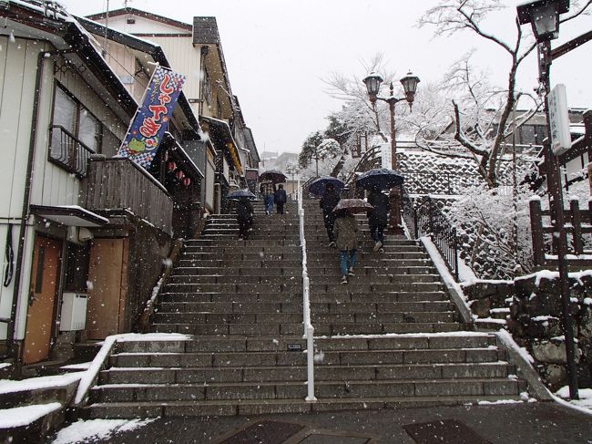 旦那と母と伊香保温泉へ。<br />旅館へ行く前に２０１４年に世界遺産登録された<br />富岡製糸場にも寄ってきました。<br />旅館に着いた頃雪が降り始め、翌日は一面雪景色となっていました。<br />雪景色はきれいだったのですが、母は滑ったらいやだからと、<br />石段街へも行くことができず、この日はどこへも寄らなかったため、<br />前日に富岡製糸場に行っておいてよかったです。<br />旅館はお食事も美味しく、とてもよかったので、<br />また泊まりたいなと思います。<br /><br />