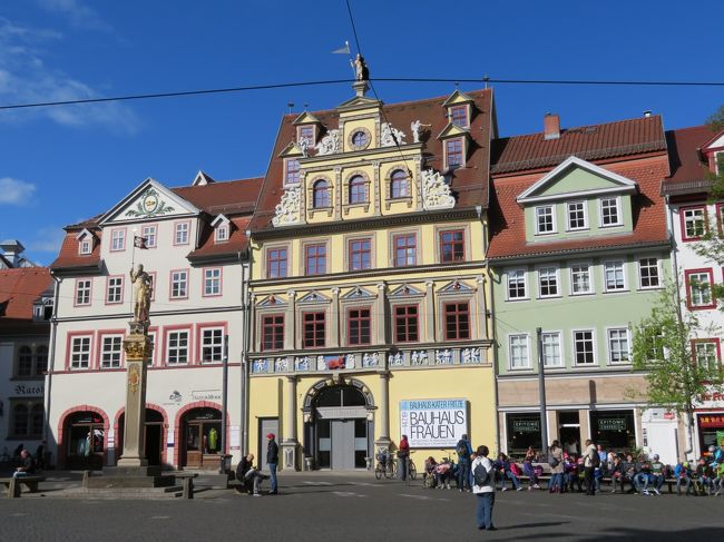 2019年5月9日（木）Erfrut　エアフルト滞在5日目となりました。明日、Mainz　マインツに戻るので時間が許す限りErfrut　エアフルトの街を散策したいと思います。<br />表紙のフォトはFischmarkt　フィッシュ広場です。ローラント像（1591年）がドンと建っています。<br />久々にRathaus 市庁舎内覧させて頂きました。1870年から1874年に建てられたようです。ネオゴシック洋式で壁画はタンホイザーヤファウストなどを題材にしているようです。祝祭の間　Festsaalも見学する事が出来ます。無料です。<br />