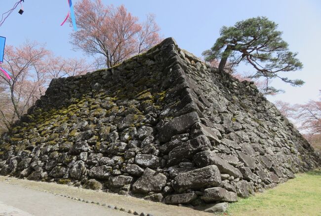 2018春、長野の百名城(5/25)：4月16日(5)：小諸城(5)：高石垣、藤村歌碑、水の手