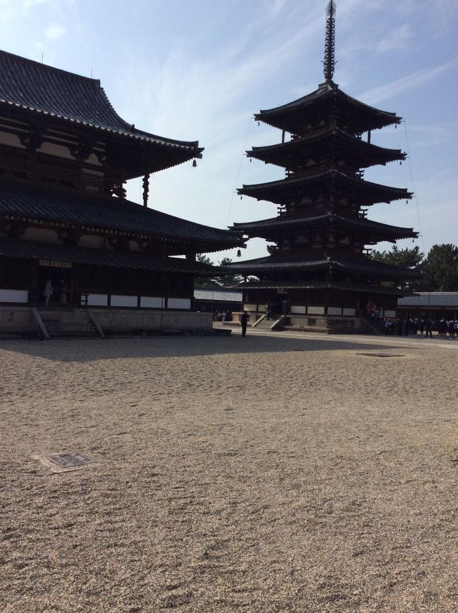 奈良の正倉院展の前に法隆寺を拝観してきました。昔遠足で来たのですが本当に何も覚えていませんでした。平日だったので意外と観光客があまりいませんでした。でも修学旅行の生徒さんたちは沢山見学に来られています。