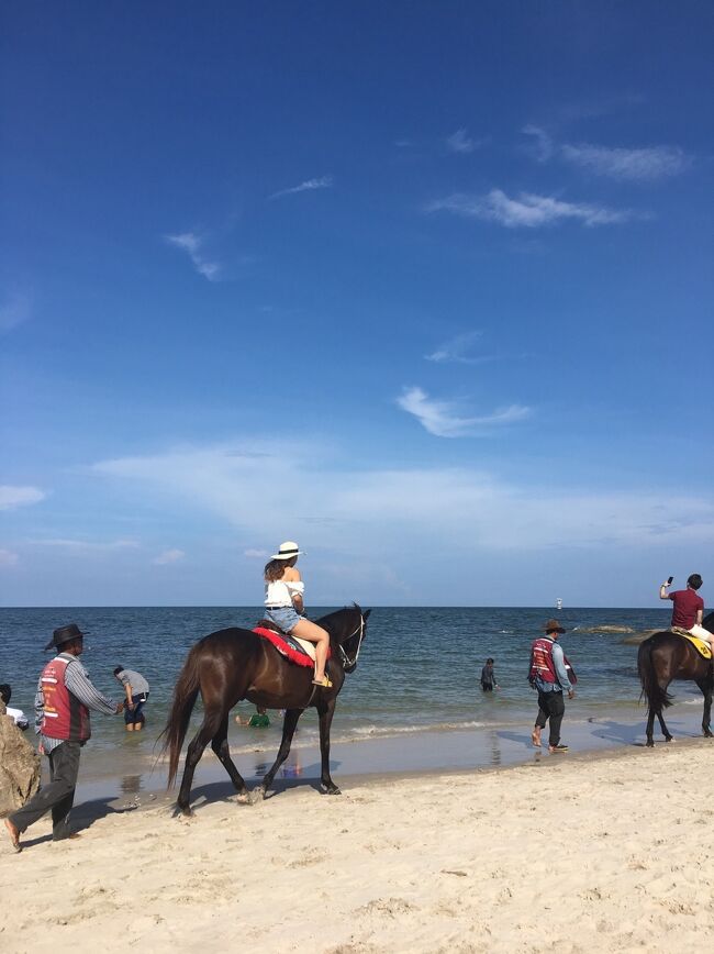 タイ王室の保養地。バンコクとは雰囲気が全く異なり、リゾート感溢れる街です。<br />海岸で馬に乗り、美味しいシーフードを満喫し、夜はナイトマーケットへ。