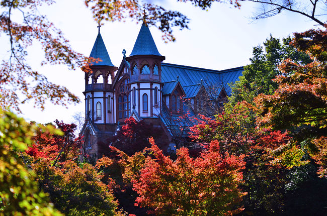 2019紅葉 虎渓山永保寺(3)<br /> https://4travel.jp/travelogue/11569057<br />から、博物館明治村の紅葉<br />紅葉情報は、1丁目と5丁目が良いので・・・。 <br />参考にして。<br /><br />午前の多治見の永保寺に少し粘りすぎて<br />愛知の博物館明治村は、午後から<br />今年も,紅葉をあちらこちら飛び回って、、<br />博物館明治村は広すぎて、日陰が多くなるので場所を絞って<br />明治村の撮影スポットは、<br />川崎銀行本店と聖ヨハネ教会<br />そして、三重県庁舎(重要文化財)の前の紅葉<br /><br />紅葉は、冬が早過ぎたのか・・・。<br />秋が夏と冬の攻め際で翻弄されたのか。<br />期間が短いようで紅葉前線を探してあちらこちら。<br /><br />今年も<br />紅葉を愛でながら博物館明治村散策 しましたが、<br />他にも見事な紅葉が見られますので、<br />来られましたら、<br />明治村をゆっくりのんびりと散策して、<br />お気に入りの場所探しを発見するのも楽しいかも。<br /><br />■■■■■2019 紅葉前線を探してあちらこちら■■■■■<br /><br />2019紅葉「飛騨美濃せせらぎ街道」(1)<br /> https://4travel.jp/travelogue/11565011<br />2019紅葉「第31回 谷汲もみじまつり(谷汲山華厳寺)」(2)<br /> https://4travel.jp/travelogue/11567659<br />2019紅葉 臥竜池に架かる無際橋へ秋彩紅葉~虎渓山永保寺(3)<br /> https://4travel.jp/travelogue/11569057<br />2019紅葉 紅葉を愛でながら博物館明治村その景観(紅葉)(4)<br /> https://4travel.jp/travelogue/11569856<br />2019紅葉 県営各務原公園・自然の遺産の森・法福寺の紅葉(5)<br /> https://4travel.jp/travelogue/11570974<br />2019紅葉 日本最古の木造再建城郡上八幡の紅葉(6)<br /> https://4travel.jp/travelogue/11571127<br />2019紅葉 東海一の紅葉の名所~足助町・香嵐渓(7)<br /> https://4travel.jp/travelogue/11572112<br />2019紅葉 豊田の奥座敷いなぶ大井平公園の紅葉(8)<br /> https://4travel.jp/travelogue/11573030<br />2019紅葉 湖北の鶏足寺・石道寺・意冨布良神社の紅葉(9)<br /> https://4travel.jp/travelogue/11573299<br />2019紅葉 近江の隠れた紅葉名所【胡宮神社】(10)<br /> https://4travel.jp/travelogue/11573839<br />2019紅葉 ゆく秋を惜しみながら、秋色の金剛輪寺(11)<br /> https://4travel.jp/travelogue/11574028<br />2019紅葉 マキノ.メタセコイアの紅葉並木道(12)<br />2019紅葉 聖徳太子ゆかりの寺院・紅葉名所東光寺(13)<br />2019紅葉 「石の寺」教林坊の紅葉・落葉と庭園(14)<br /> 紅葉前線を探して・・・・・・終了。