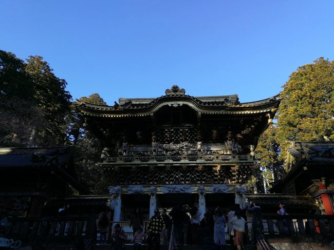年末の12月29日(日)と30日(月)で日光と宇都宮に行ってきました。<br />新宿からJR湘南新宿ラインの快速に乗り1時間40分ほどで宇都宮に到着。<br />そこから日光線に乗り換えて48分ほどでJR日光駅到着です。<br />駅からはバスで日光東照宮の近くの神橋バス停で下車し東照宮に向かいました。この時期ですので境内はさほど混雑することもなく参拝出来ました。<br />翌日は駅ビル内にある餃子店みんみんで餃子を食べて帰りました。<br />ホテルはJR宇都宮駅に近いリッチモンドホテル宇都宮駅前を利用しました。<br /><br />