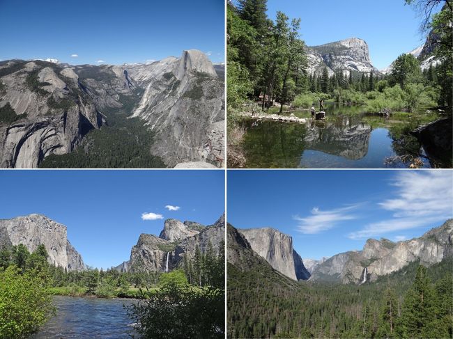 カリフォルニア州東部、シェラネバダ山脈（Sierra Nevada、スペイン語で雪の山の意）の西山麓に広がる面積3081 km2のヨセミテ国立公園（Yosemite National Park）内にあって、面積18 km2のヨセミテ・バレー（Yosemite Valley）およびその周辺の白い花崗岩の山々、絶壁、そこから流れ落ちる数々の滝、さらにはその東に位置するテナヤ渓谷（Tenaya Canyon）のミラー湖（Mirror Lake）を見学してきました。<br />この地は1864年州立公園に、1890年国立公園に指定され、1984年にはユネスコの世界自然遺産に登録されています。<br />　<br />この公園の歴史、地質等はウィキペディア<br />https://ja.wikipedia.org/wiki/%E3%83%A8%E3%82%BB%E3%83%9F%E3%83%86%E5%9B%BD%E7%AB%8B%E5%85%AC%E5%9C%92<br />に良く説明されていますので、興味のある方はご覧ください。<br />