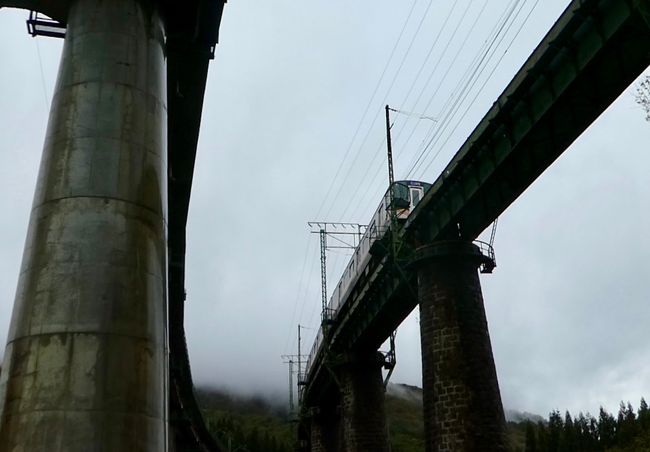 新潟旅行３日目です。<br />朝、やはり雨のようです。霧も濃いです。<br />なので三国峠の近くの紅葉の名所「ドラゴンドラ」を諦めて、群馬県内の道の駅の買い物ツアーを主体とすることにしました。<br />ホテルをゆっくり出発。まずは高ーい鉄橋を下から見上げる土樽駅の手前「毛渡沢橋梁」。ここで列車の写真を狙います。まさかのアクシデントで失敗。やはり鉄道が目的のときは集中力が必要だわ。<br />越後湯沢駅のショッピング街で買い物のあと、道の駅みつまたで休憩。<br />天気回復を期待するもあいかわらず曇り空。紅葉はきれいな青空じゃないと。で、予定通り「ドラゴンドラ」は通過。<br />三国峠を越えて新潟県から群馬県に入るとだんたん天気は回復方向。晴れ間も出てきました。<br />たくみの里、川場田園プラザ、道の駅白沢、と３箇所回って野菜と果物を買い込みます。途中、レールバスの廃車体を見つけたり、スタンプラリーをしたり、足湯に浸かったり、いろいろ楽しみました。<br />