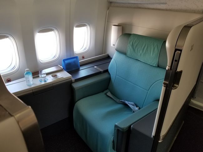 大韓航空はワイドボディー機には全てファーストクラスの設定があり、特典航空券も取りやすいので、頑張れば庶民でもファーストクラスに乗ることができました。せっせとSKYPASSでマイルを貯めていました。<br />ところが、大韓航空は2019年6月1日よりファーストクラスサービスを縮小することとなりました。その上、2021年4月1日よりマイレージプログラムの改定が予定されており、ファーストクラスの必要マイル数が1.5倍になるそうです。<br />今しかない!ということで、大韓航空のマイルを有効活用することとしました。最後のチャンスです!!ファーストクラスに乗ることが目的の旅となりました。<br />行先として定めたのは、東南アジアでも飛行時間が長く、ファーストクラス設定のあるシンガポール。ファーストクラスに乗ることが目的の旅ですので、他のことにはお金はかけていません。<br />機材変更が数回あり、ビジネスクラスにダウングレードされる提案がありましたが、ファーストクラスに乗ることが目的のため、羽田-金浦+仁川-シンガポールになってしまいましたが、往復ソウルに寄ることができ、機材も最新の747-8だったので結果OKでした。都度対応していただいた大韓航空さんには感謝です。<br />ソウルとシンガポールに分けて掲示します。こちらはシンガポール編です。