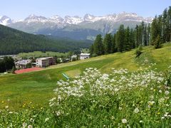 スイス花とハイキングの旅ポントレジーナの宿と散歩