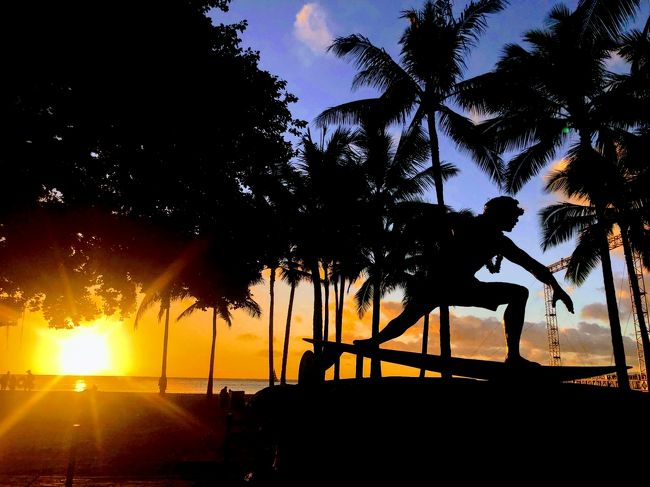 初めてのハワイ・・冬のワイキキビーチ・・サンセットはどこから見るの?