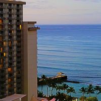 Oahu-10　ワイキキビーチ マリオットH　朝食ビュッフェ-5時～　☆海が見える部屋で起床