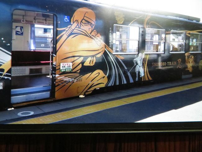 伊賀鉄道<忍者列車>を乗り継ぎ、JRで伊賀上野~柘植~貴生川へ。貴生川からは信楽高原鉄道で信楽へ。終着駅「信楽」までは、14.7キロ24分の短い旅。高原鉄道の名が示すように急勾配を山間を縫うようにゆっくり登っていく。右左に変わる景色を目がぐるしく追っているとアッという間に着いてしまう。かつて昭和天皇を狸の置物が並んでお迎えしたことで、信楽の狸は一気に有名になり、信楽=狸になったようだ。どこを向いても狸、狸、狸がお出迎え。信楽の駅舎の玄関口にどっしり構えて出迎えてくれる高さ5メートルの大狸の置物にはビックリです。信楽焼きの極意を感じます。狸の影に隠れて気の毒だが、花器、日用調度品など一品一品を味わいながらの町歩きは楽しい。本場だあけあって値段も安い。コーヒーカップはとても気に入りました。信楽高原鉄道の始発駅の貴生川はJR草津線・近江鉄道線の接続駅でもあります。時間が許す向きは、琵琶湖東側を東西に結ぶ近江鉄道を使って琵琶湖へ抜けることをお勧めです。また、忍者に興味をお持ちの向きは、JR甲南駅から徒歩30分(2キロ)の甲賀流忍者屋敷がお勧めです。
