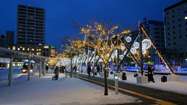 今年も年末年始に北海道に行きました。<br /><br />1日目　新千歳空港（エアターミナルホテル）<br /><br />2日目　札幌（ベッセルホテルカンパーナすすきの ）<br /><br />3日目　苫小牧（天然温泉　樽前の湯　ドーミーイン苫小牧 ）<br /><br />4日目　室蘭（天然温泉 幸鐘の湯 ドーミーイン東室蘭 ）<br /><br />5日目　室蘭（天然温泉 幸鐘の湯 ドーミーイン東室蘭 ）<br /><br />6日目　函館（ホテルWBF函館　海神の湯 ）<br /><br />7日目　函館（函館国際ホテル ）<br /><br />8日目　函館（函館・湯の川温泉　ホテル万惣 ）<br /><br />9日目　函館→羽田空港→富山