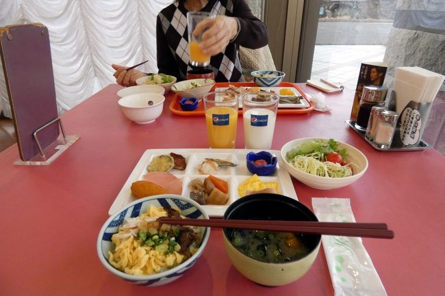 桜島フェリーのやぶ金桜島フェリー船内店で朝食の予定でしたが準備中で食べられず、朝食が未だ頂けていません。<br /><br />そこで桜島に入るとすぐに、桜島フェリーターミナル横の桜島マグマ温泉 国民宿舎 レインボー桜島 レストラン アルコバレーノを訪ねます。