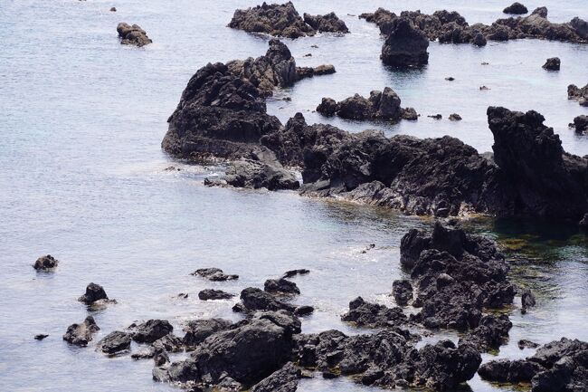 鬼岳から下って、鎧瀬溶岩海岸に向かいます。珍しい海岸の景色だとか。<br /><br />行ってみますと…なるほど溶岩ですねぇ。散歩道もあるんで、しばらく溶岩眺めながらウロウロと。