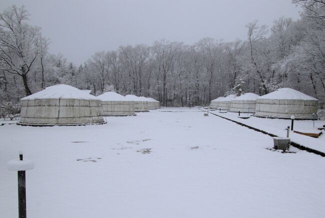 石の美術館訪問後那須温泉モンゴリアビレッジテンゲルに宿泊して大雪と戯れる