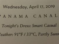 11泊Zuiderdam★5★Wednesday, April 17 	Panama Canal 