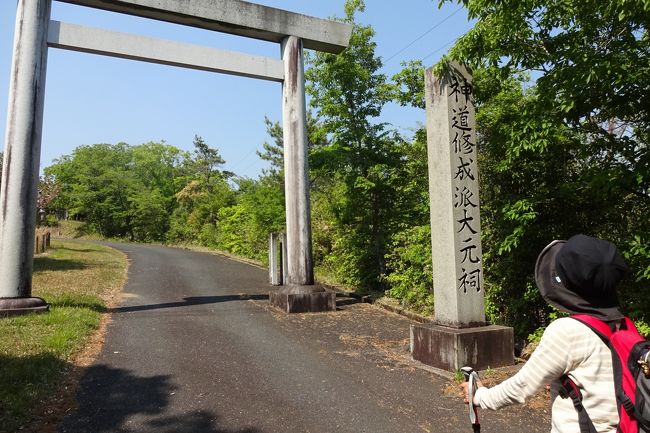 　車を停めた場所近くに戻って来た。<br />　手前に大きな鳥居が立っている。<br />　コンクリートの鳥居だ。<br />　石柱には『神道修成派大元祠』の文字。<br />　こんな大きな神社が、昔からここにあったんだろうか？