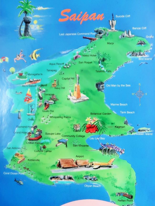 サイパン島（Saipan）は、アメリカ合衆国の自治領である北マリアナ諸島の中心的な島。<br />北マリアナ諸島の政治・経済の中心地で、主都ススペや最大都市ガラパンも同島にある。<br /><br />サイパン島を含む北マリアナ諸島は、小笠原諸島の南方、世界で最も深いマリアナ海溝の近くに位置する。透き通った海水とサンゴ礁（ラグーン）に囲まれたリゾート地で、日本から最も近い英語圏である。付属島としてマニャガハ島がある。南にはサイパン海峡を挟んでテニアン島 （Tinian）、ロタ島 （Rota） がある。島の最高所は、タポーチョ山の473m。 <br /><br />第一次世界大戦終結後に行われたパリ講和会議の結論を受けて、1920年（大正9年）に日本の委任統治領となり、南洋庁サイパン支庁が設置された。 日本による委任統治領となった後は、サイパン島は内地から南洋への玄関口として栄え、サイパンで産出された砂糖の積み出し港としての役割にとどまらず、同じく日本の委任統治領であるパラオやマーシャル諸島、カロリン諸島などとの間での貿易の中継地点としても発展した。その間、アジア最大の製糖産地として発展させた。<br />第二次世界大戦勃発後は日本海軍の太平洋戦線における重要拠点となった。しかし、1944年（昭和19年）6月、住民を巻き込んだ激しい戦闘によって多数の犠牲者を出した。現在でもバンザイクリフ (Banzai Cliff) やスーサイドクリフ (Suicide Cliff) など島のあちこちに戦争の名残がある。 <br /><br />1980年代に入ると、日本のデベロッパーからの投資が活発に行われ、日本航空や第一ホテルなどにより多くのリゾートホテルやゴルフ場が建設された。しかし日本人観光客が減り、2000年代に入ると日系ホテルの撤退が相次いだ上に、日本航空も乗り入れを取りやめた。 スカイマークが成田国際空港から2019年11月に就航した。 <br /><br />多くのホテルが日系企業の経営であったが、昨今は主に韓国企業による買収が盛んである。2017年5月時点でサイパンに訪れる日本人観光客は4500人だが、韓国人観光客は25000人となっている。 <br />サイパンはマリンリゾートであり、サイパンの海は、1日に7回海の色が変わるといわれ、透明度が場所と季節によっては60mにもなる世界有数の美しい海である。そのため、マニャガハ島近傍などで行われる日本人を対象にしたスクーバダイビング、シュノーケリング、バナナボートなどの各種マリンアクティビティが人気である。<br />（フリー百科事典『ウィキペディア（Wikipedia）』より引用）<br /><br />ホテル・ニッコー・サイパン（Hotel Nikko Saipan）は、かつてアメリカ合衆国北マリアナ諸島サイパン島にあったJALホテルズ傘下の高級ホテル。 <br />1980年代当時の日本航空はサイパン便も運航しており、サイパンの観光開発に熱心であった。そして1988年4月1日に開業したのが「ホテル・ニッコー・サイパン」である。 <br />クルーズボートをイメージした建物は久米設計が設計を担当した。ロビーホールは吹き抜けになっており、その南北に客室棟が建てられていた。客室は全室オーシャンビューである。近隣のラ・フィエスタ・サン・ロケ・ショッピングプラザにはジープニーによる送迎サービスもあった。<br />しかし、サイパンへの渡航者が減り日本航空がサイパン便を取りやめたことから宿泊客が減りやがて閉鎖。翌年にはショッピング・モール、ラ・フィエスタ・サン・ロケも閉鎖した。 2016年には大韓民国のイーランドグループに経営権が移り、同年7月「ケンジントンホテル・サイパン」に改称している。 <br />（フリー百科事典『ウィキペディア（Wikipedia）』より引用）<br />