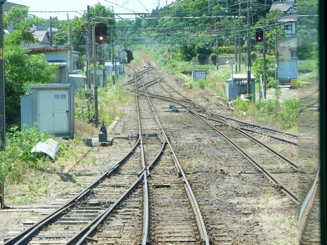 新型コロナの非常事態宣言が解除になり、更に、県をまたいだ外出自粛要請が解除になり、早速出かけた。約半年ぶりの旅行だ。今回はえちごトキめき鉄道のリゾート列車「雪月花」に乗り、糸魚川でフォッサマグナミュージアムを見学した。いつもの一人旅ならレストランカーなど考えられないコースだが、今回は友人一人と一緒なので、ゆっくりフレンチを味わった。コースは以下の通りです。写真は、二本木駅のスイッチバック線路配置。<br /><br />2020年６月２１日(日曜日)<br />東京752―954上越妙高（北陸新幹線）<br />上越妙高019―1316 糸魚川：えちごトキめき鉄道「雪月花」でフレンチ<br />フォッサマグナミュウジアム見学<br />糸魚川1548－1631直江津（えちごトキめき鉄道）<br />直江津1657―1816越後湯沢（北越急行ほくほく線）<br />1828―)1952東京（上越新幹線）帰着<br /><br />「雪月花」は緊急事態宣言が出てからしばらくは運転していなかったが、県をまたぐ移動自粛も政府から解除され、列車は６月２０日(土曜)から運転再開とのことだ。<br />移動自粛要請が解除されたばかりで、東京駅の新幹線ホームは朝早いこともあり人はまだまばら。北陸新幹線の車内も1両当たり数人だ。東京は薄曇り、軽井沢では濃霧で先行きが心配されたが、長野から先はずっと快晴だった、まず上越妙高で新幹線から。雪月花に乗り換える。受付では、体温測定と最近の体調の問診があった。上越妙高を出て途中止まったのは、二本木、妙高高原、直江津、筒石、終点糸魚川の５駅だ。3時間弱のコースだ。<br /><br />上越妙高駅は、ＪＲ信越線の旧脇野田駅が、北陸新幹線が出来る際に百メートルほど動き、新幹線駅舎と合体した。併せてＪＲからえちごトキめき鉄道に移管され、脇野田駅廃止、トキめき鉄道の上越妙高駅ができた。<br /><br />上越妙高を出て次は、スイッチバック駅での二本木駅で一時停車。直江津方から登ってきた雪月花は、一旦スノーシェルタ内の引き込み線に入り、バックして駅舎側ホームに入る。降りてスイッチバックの構造や駅舎の古さの解説を聞く。脇野田駅訪問記は、<br />https://ssl.4travel.jp/tcs/t/editalbum/edit/10936593/<br />を参照ください。逆進して直江津までは旧信越本線の山間部を走り、田植えが終わったばかりの田んぼと妙高山などがくっきり見られた。次の停車駅は妙高高原駅で少し停車。駅前の出た。スキーの街であることが分かり、今は閑散。までがえちごトキめき鉄道の範囲で、ここから南側は長野県側の「しなの鉄道北しなの線」の範囲である。<br /><br /><br />次の停車駅・直江津に向けて進行方向を変えて戻る。直江津からは旧北陸本線を西に進む。直江津、糸魚川の区間は日本海に張り出した場所を進む。が、山側に長大トンネルを掘り、安全に進む。なので途中はトンネル区間も多いいが、日本海を見ながら進む場所もある。今日の日本海は比較的穏やかで、海沿いの集落の瓦屋根が黒くてきれいだった（といつも思う）。<br />直江津駅ではほとんど料理が終わり、デザート、コーヒータイムとなる。途中、筒石駅で停車。筒石駅はトンネル内の駅で、地上にでるまでは約300段の階段を上る必要がある。３時間弱の乗車が終わり、糸魚川着。ここからタクシーで市内南側の山中にある「フォッサマグナミューそうだ。ジアム」にむかう。タクシーの運転手さんとは２年の大火についての話題になったが、火元の店主に非難する意向は小さかったが、ここにはいなくなったそうだ。また大火のため、国から災害並みの補償が出たそうだ。<br />ご存じ、糸魚川、静岡構造線は、日本を東西に分ける大地溝帯の西側端である。フォッサマグナ地溝帯と混同されるが、そうではなく、大地溝帯の西端である。館内はこの構造体の解説と、ヒスイなど石の展示が主。地学に興味のある向きには何時間いてもいいだろう。<br />「復路は往路と同じところは戻らない」という方針により、帰りはほくほく線、越後湯沢で帰京した。久しぶりのほくほく線のスピードを味わった。表定速度は６０Ｋｍを超えていた。越後湯沢から乗った上越新幹線の自由席は５０％程度で、自粛解除にが終わったばかりにしては、混んでいた。<br /><br />今回は夏に入る前の時期で、新緑と青い日本海がきれいだった。次は雪の時期に、山を眺めるのもいいかもしれない。<br /><br />