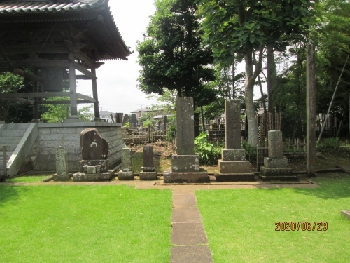 増尾駅入り口信号近くに、中山法華経寺の末寺である慶長山妙蓮寺があります。慶長七年（１６０２）創立といわれます。墓地が広く何か所もあり無縁塚が見つかりませんでした。無縁塚に石仏が２基あるとの案内ですが見つかりませんでした。他に石仏は有りません。<br />参考にさせていただいたブログは下記です。<br />石仏神心　114　北総石仏　柏の石仏　増尾に詳しく書かれています。<br />http://sekibutu.blogspot.com/<br />