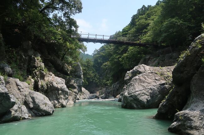 長い梅雨がやっと明けて夏本番、渓谷で森林浴してこようと奥多摩に行ってきた。東京都の最北西端に位置し首都圏からのアクセスが良く自然豊かな地域はここは本当に東京か?と思うほど。都会の喧騒を離れ古里駅から奥多摩駅まで約8kmのコースを夏空の下、<br />小鳥のさえずりや多摩川のせせらぎを聞きながらゆっくりとハイキング。<br />途中、田舎料理を食べて最後は温泉で疲れを癒す・・自然を満喫した1日だった。