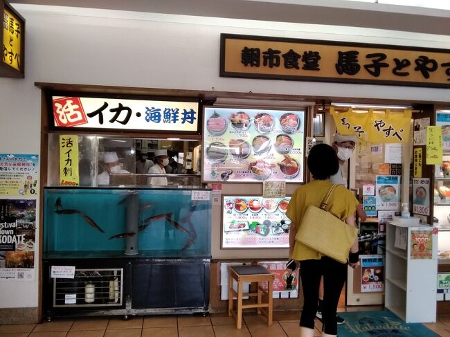 毎年お墓参りを兼ねて訪れる函館。<br /> 家を朝の5時に出発して4時間、森町の物産館で休憩。外人墓地の近くにあるお墓まで一気に車を進める。途中、函館の町中を通過するが、金森倉庫や弥生小学校などを車窓から眺めながら進み、さらに1時間後現地に到着した。<br /> 先祖にお参りを済ませてからは、今年も楽しみにしていた「いか刺し定食」を函館駅前の朝市食堂「馬子とやすべ」で。11時、期待通り透きとおってコリコリした「いか」に舌つづみ。<br /> <br />宿のチェックインは午後3時の予定。それまでの時間を観光で過ごす。<br /> まずは立待岬へ12時到着。立待岬の展望台から函館湾を挟んで湯の川温泉や函館空港を望み散策。12:55 熱帯植物園で南国のお花に囲まれてしばし寛ぐ。プールはクローズだったが、猿山のおさるさんは見学できた。<br /> 熱帯植物園から近い旅館「竹葉新葉亭」には予定より一時間早く午後2時に到着したがそのままチェックインできた。