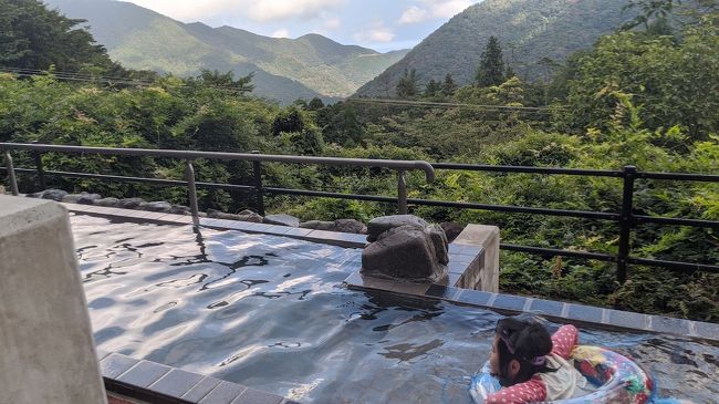8月最後の週末(金土)に箱根を訪ねてきました。小田急沿線が本拠地の我が家にとって、箱根はかなり身近な存在。昨年の台風で不通になっていた箱根登山鉄道も復旧したばかりで、ここは応援を兼ねて行かねば、と出かけることにしました。<br /><br />都合で午後出発になるので、目的地はあまり欲張らず、ユネッサンなど小涌谷周辺に絞っています(ユネッサンに一度行ってみたかった)。宿泊した「水の音」なかなか快適で、ユネッサンは思った以上に楽しいところでした。カバー写真はユネッサンの絶景露天風呂で、これがなかなか素晴らしかった。<br /><br />メンバーは、小4娘と玉子アレもちの年長坊主です(アレ対応情報も随時いれます)。お供にに子どもたちの手下のカビゴンさんとゴンベちゃんがついてきます。