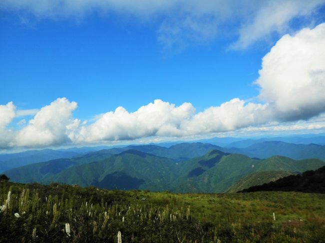 初秋の伊吹山を楽しんできました<br /><br />澄んだ空気に大パノラマ　めちゃくちゃ気持ちよかったです<br /><br />また４トラのお友達にも偶然出会ったり、山頂で山カフェを楽しむ若者たちとのおしゃべり<br /><br />サラシナショウマとトリカブトの競演も堪能しました<br /><br />