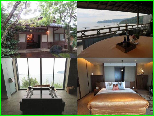 「THE HIRAMATSU HOTELS & RESORTS 熱海」<br />ひらまつグループがスモールラグジュアリーホテルとして2016年に開業したホテルです。<br />かつては著名人の別荘だった数寄屋造りの建物を増改築した建物は全部で13室。すべてのお部屋に温泉風呂が備えられています。<br />その内新館の温泉ビューバス付きルームに泊まって来ました。<br />到着すると温かく迎えられて、数寄屋造りのサロンでチェックイン手続き。<br />約50平米のお部屋に案内されてくつろぎといやしの時間です。<br />